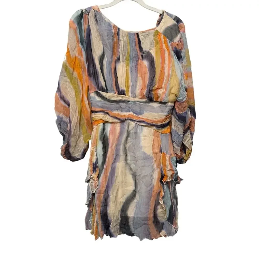 BHLDN Anthropologie Long Sleeve Chiffon Mini Dress Size Small - Picture 5 of 8
